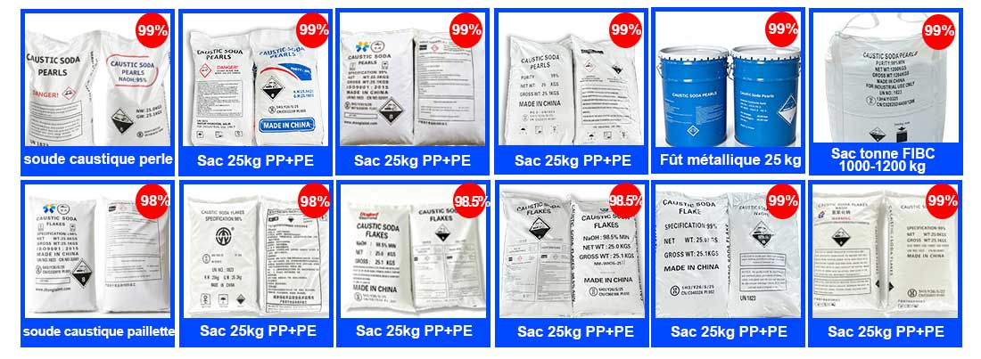 Achat de soude caustique (paillettes et perles) en sacs de 25 kg – Types de conditionnement